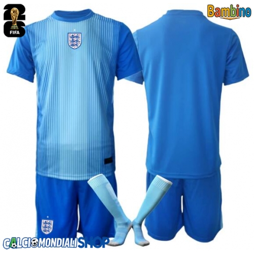 Maglie da calcio Inghilterra Portiere Prima Maglia Bambino Mondiali 2026  Manica Corta + Pantaloni corti)